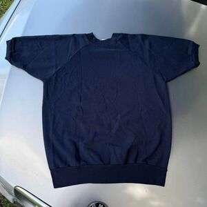 True vintage 80s 70s The sweatshirt company Navy blue short sleeve crewneck